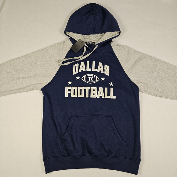 New Dallas Cowboys Hoodie Men's Size Medium Navy Gray Fleece Drawstring Football - Picture 10 of 10